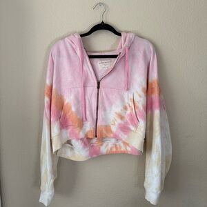 Aeropostale Pink Tie-Dye Cropped Hoodie